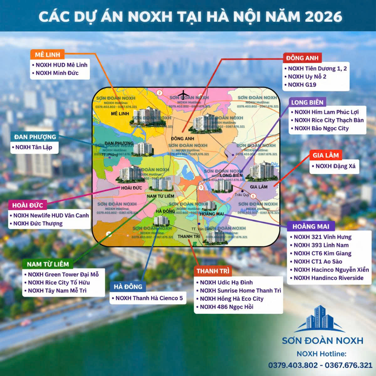Bản đồ các dự án NOXH tại Hà Nội năm 2026